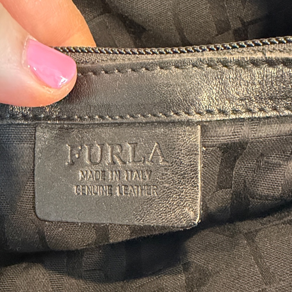 Furla Black Quilted Leather Tote with Gold Medallion - Picture 8 of 10